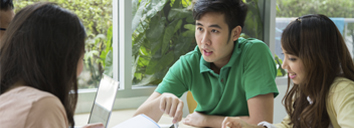 Students revising together for the Cambridge English B2 First exam